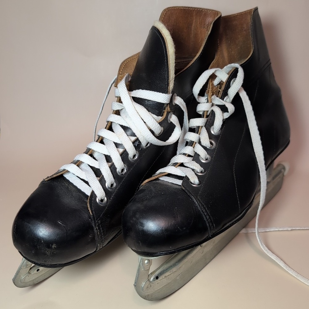 Vtg Ice Hockey Skates NHL Rules Committee Official Canada Leather BiltRite Steel